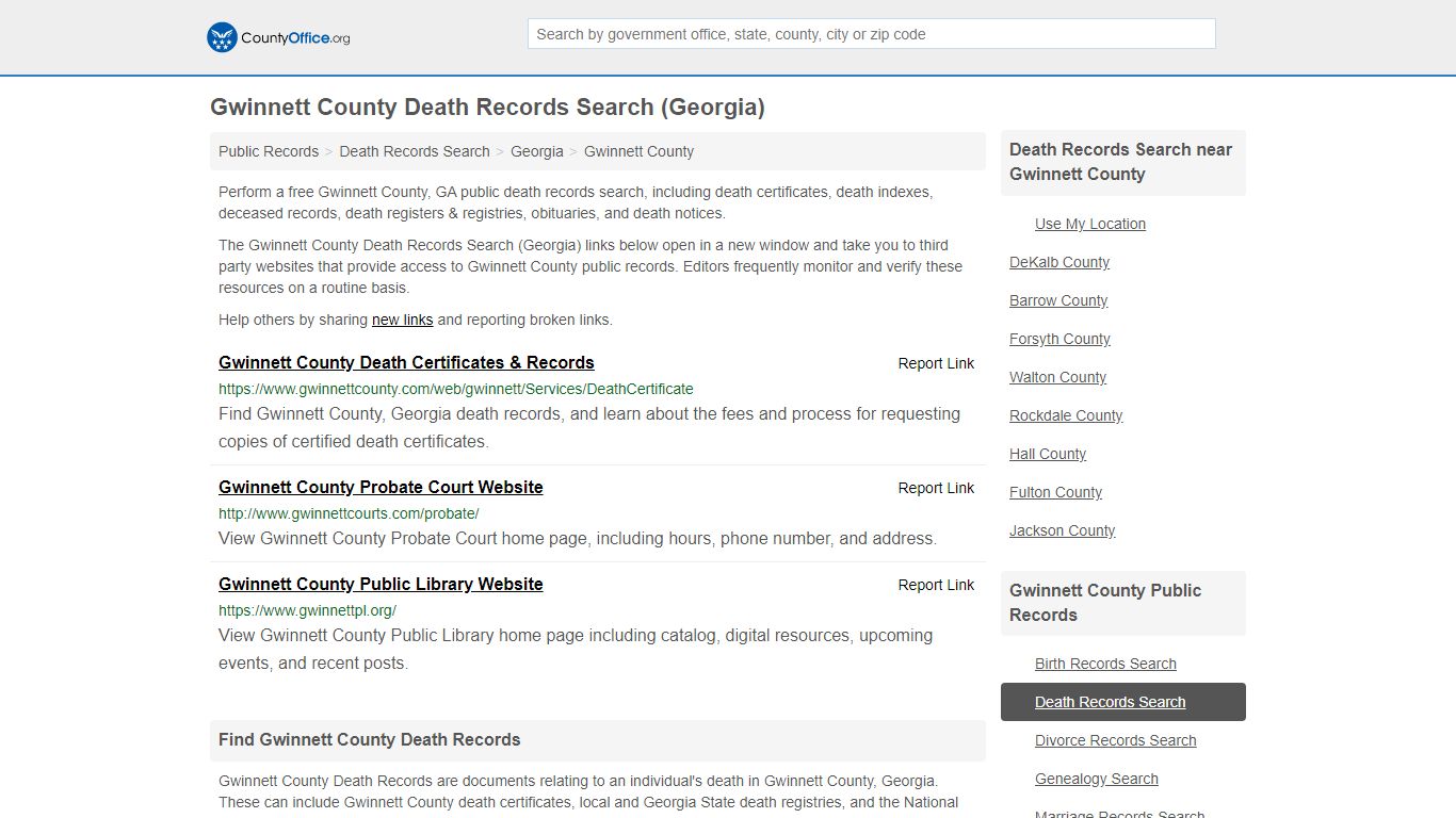 Death Records Search - Gwinnett County, GA (Death ...