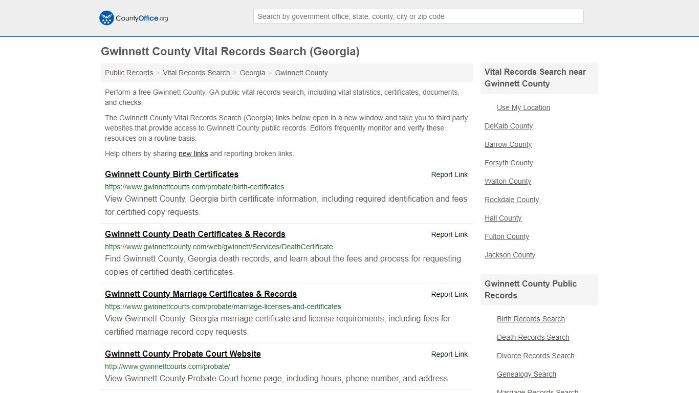 Vital Records Search - Gwinnett County, GA (Birth, Death ...