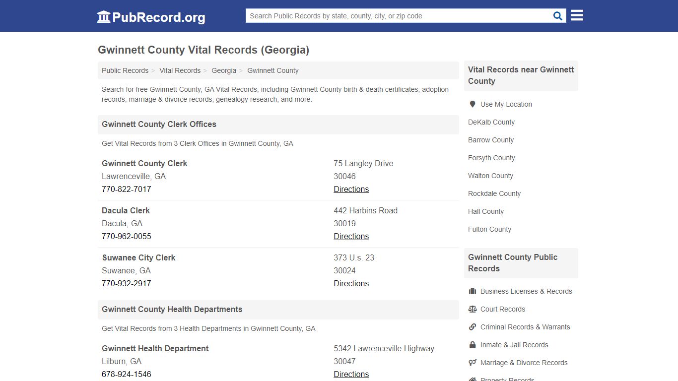 Free Gwinnett County Vital Records (Georgia Vital Records)